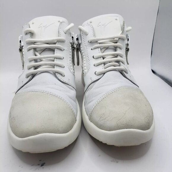 Giuseppe Zanotti Runner Sneakers womens 5.5 White Leather Shoes Made in Italy - Picture 5 of 6